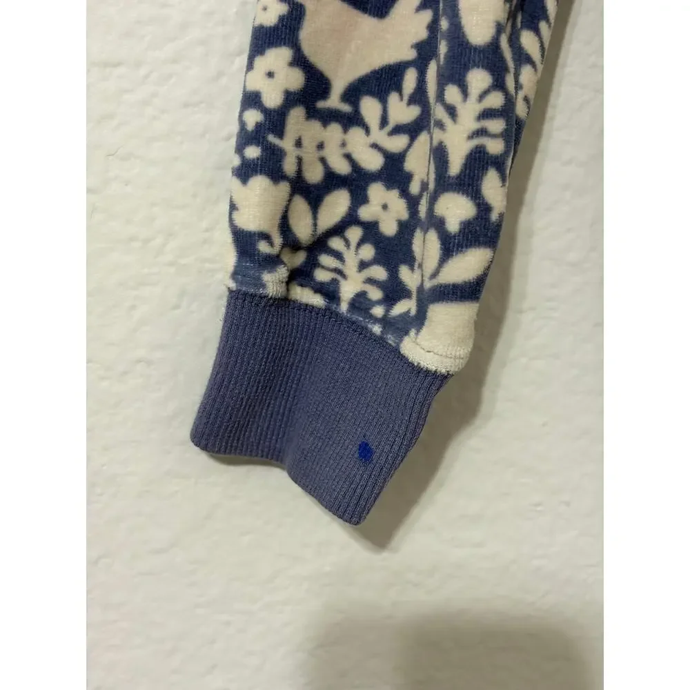 Mini Boden Top Size 6-7 Periwinkle White Forest Animals Long Sleeve Pullover